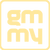 Logo with 'gm my' text in a square frame on a white background